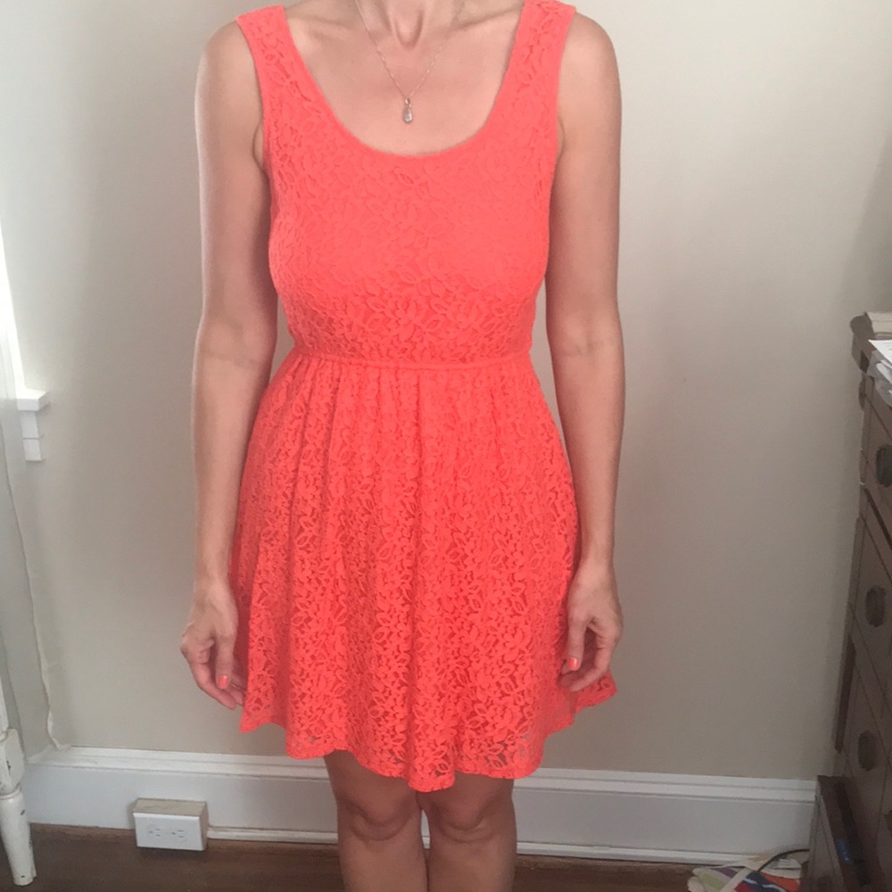 Orange Lace Dress Medium